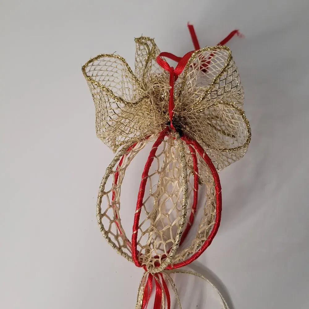 Festive Ornament with Gold Ribbon and Tassels